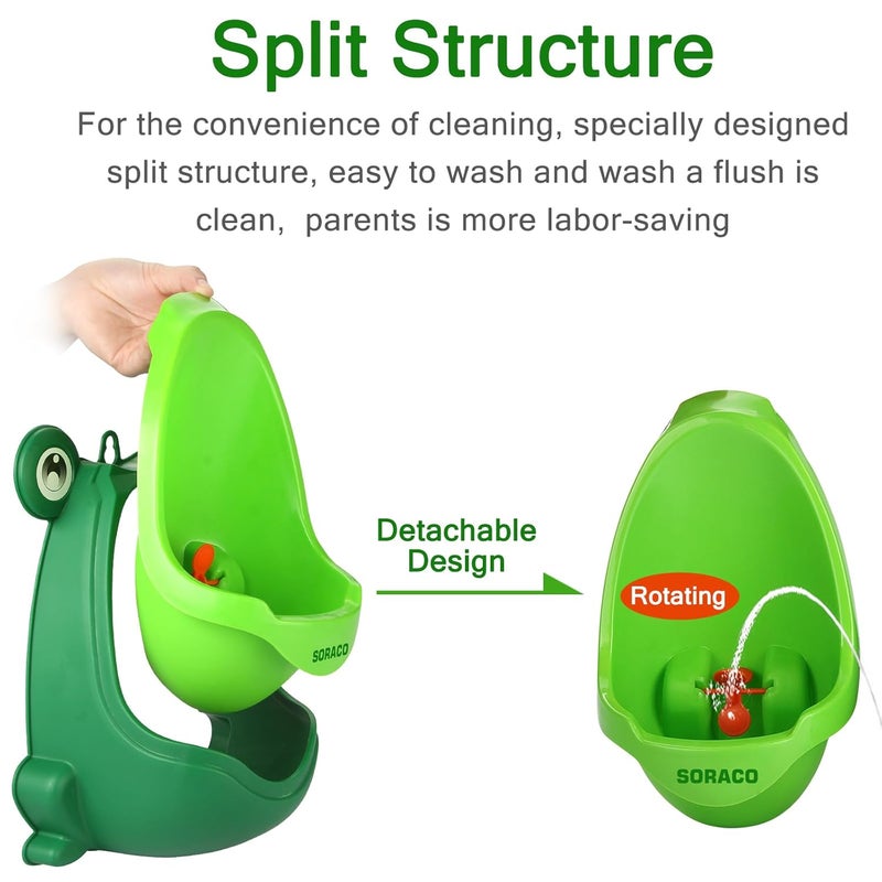 Soraco Frog Potty Training Urinal for Toddler Boys with Funny Aiming Target Frog Pee Training Green - Image 3
