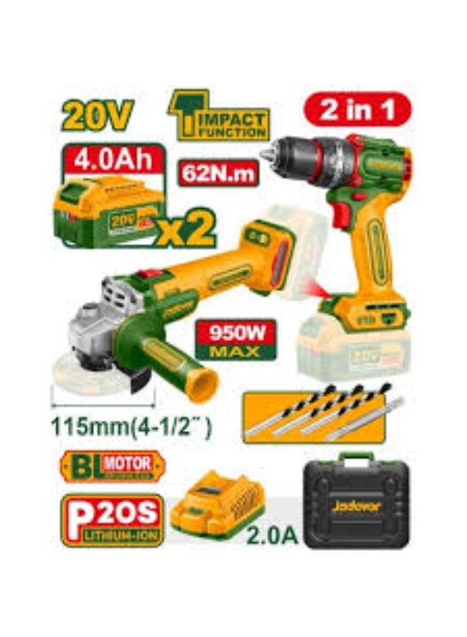 جاديفر  طقم كومبو براشليس 20 فولت – شنيور دقاق بعزم 62 نيوتن - Image 2