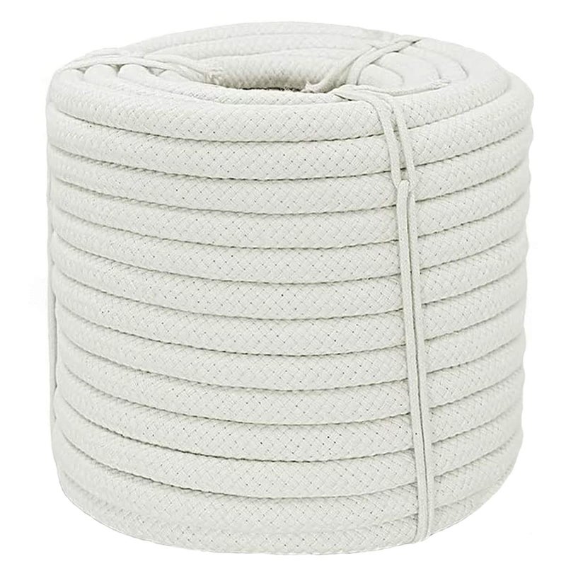 Yuzenet Braided White Cotton Rope (1/2 Inch X 50 Ft) Natural Soft Utility Rope - Image 1