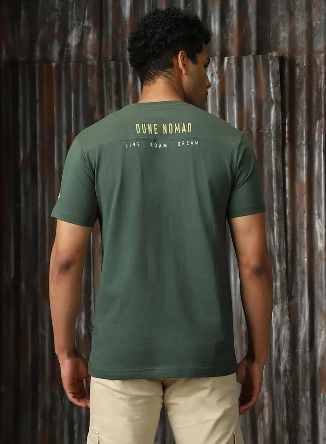 HIGH STAR Men Regular Fit Dune Nomad Graphic Printed Cotton T-shirt
