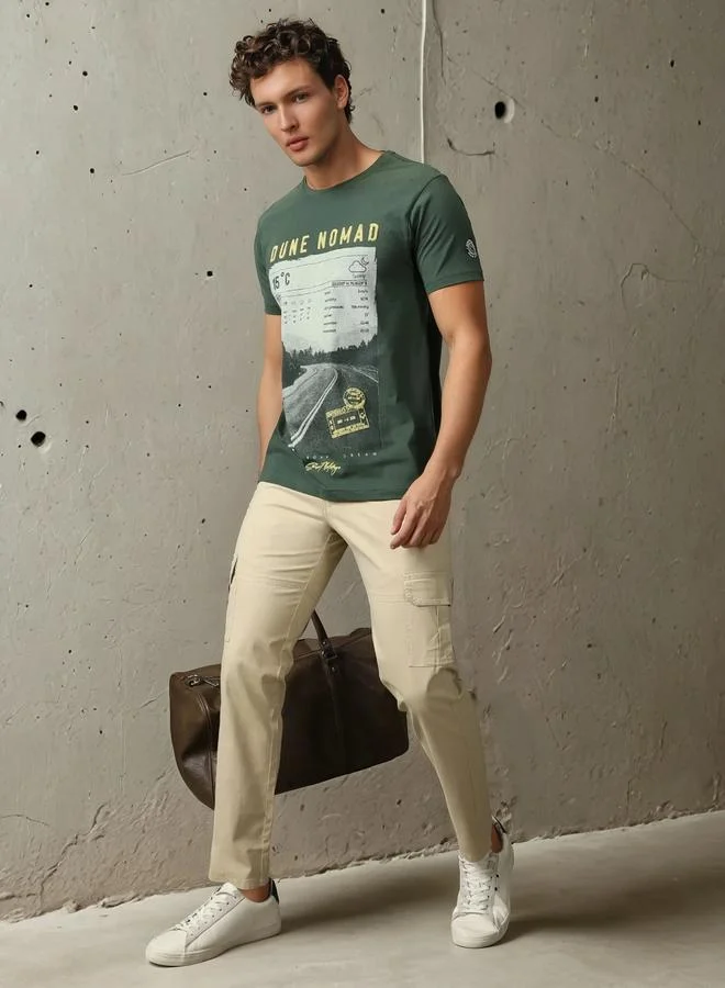 HIGH STAR Men Regular Fit Dune Nomad Graphic Printed Cotton T-shirt