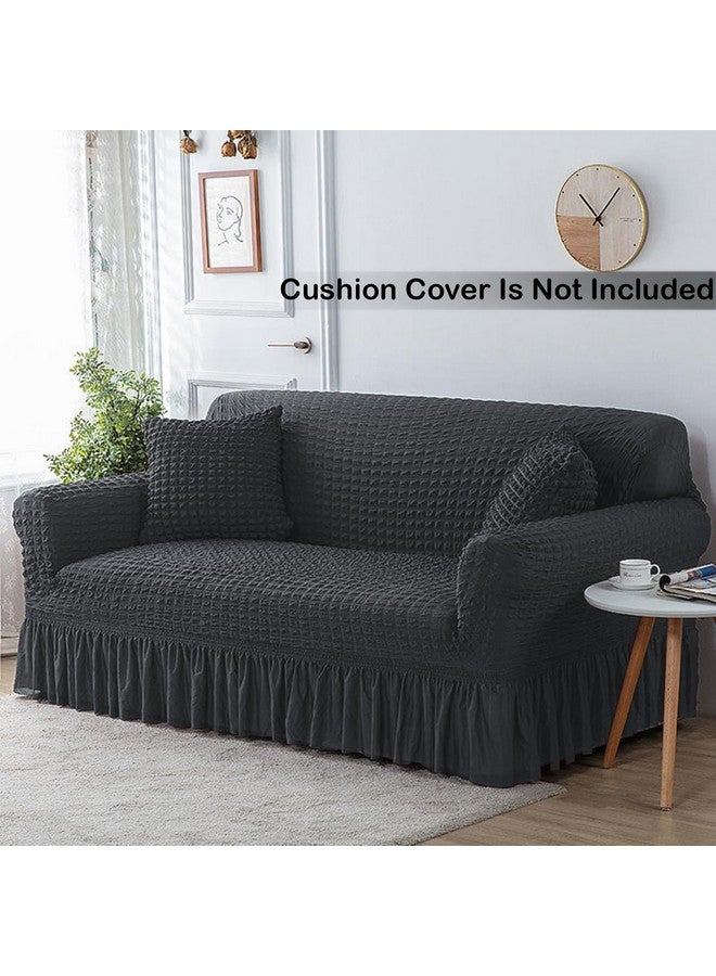 Lukzer غطاء أريكة تركي قابل للتمدد 5 مقاعد من لوكزر 320 جي إس إم، واقي أريكة عالمي من قماش فقاعات مع حواف، غطاء مرن كبير عالمي (رمادي Slate/SC-100-05) - Image 5