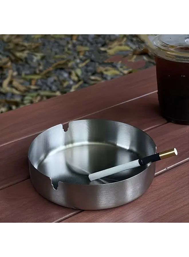 Modern Circular Stainless Steel Ashtray Silver for Table 1pc - Image 5