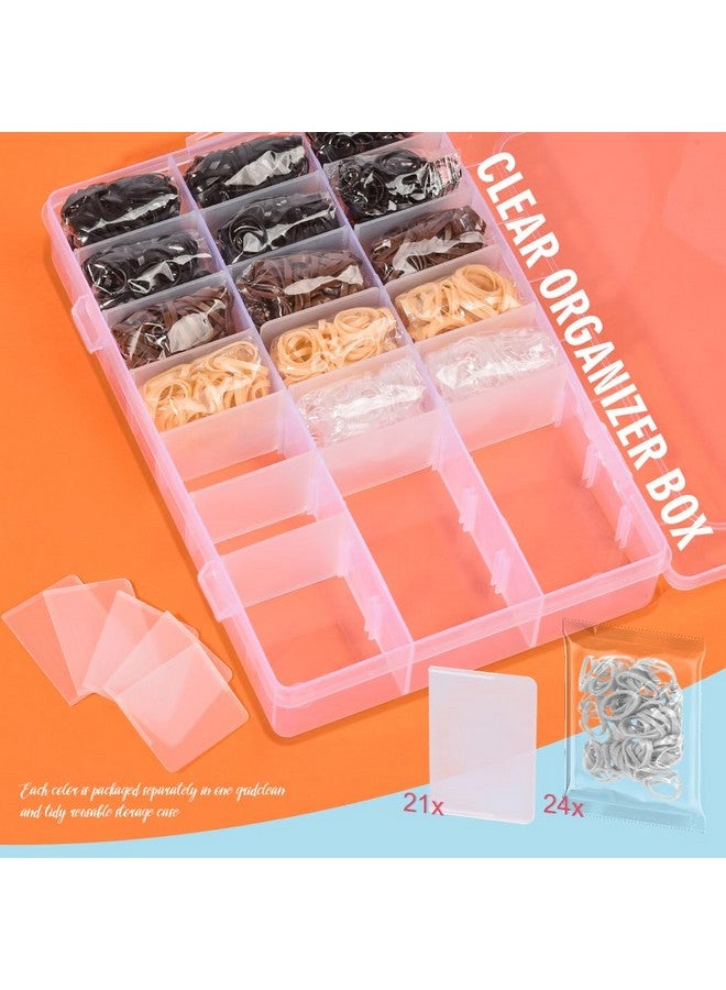 TsMADDTs Small Hair Ties Set: 2000 Pcs Rubber Bands with Organizer Box, 7 Natural Colors Clear/Black/Brown, Rat Tail Comb Included - TsMADDTs - Image 3