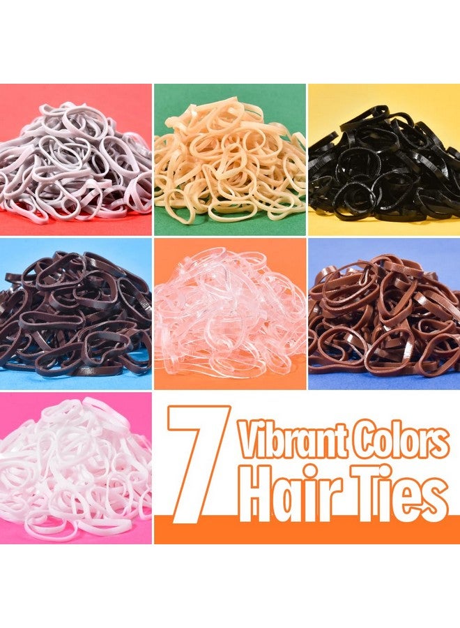 TsMADDTs Small Hair Ties Set: 2000 Pcs Rubber Bands with Organizer Box, 7 Natural Colors Clear/Black/Brown, Rat Tail Comb Included - TsMADDTs - Image 4