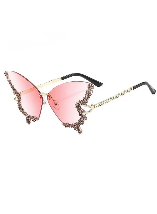 أورجنيزر المرأة الرجعية فراشة الماس النظارات الشمسية ، النظارات الشمسية الرجعية كبيرة ، ومكافحة الأشعة فوق البنفسجية القط العين النظارات الفراشة - Image 5