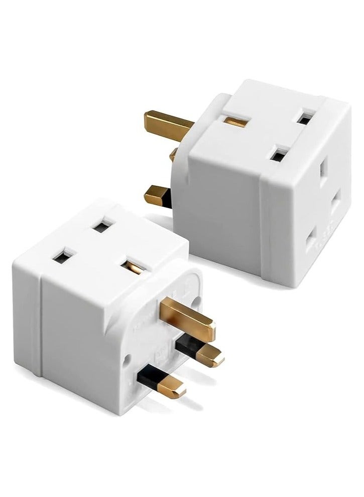 2 Way UK 3 Pin Plug Adaptor | Mains Power Multi Socket Extension | Extender Block Splitter | Wall Charger Adaptor Socket with 13A | 2 Plug Power Extender - 1 Pack – White - Image 3