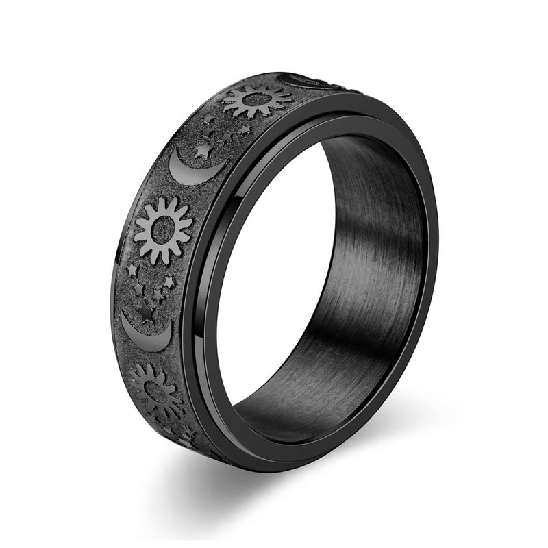 Rotating Stress Relief Ring with Star, Moon, and Sun Design - Stainless Steel Fashion Accessory - Image 4