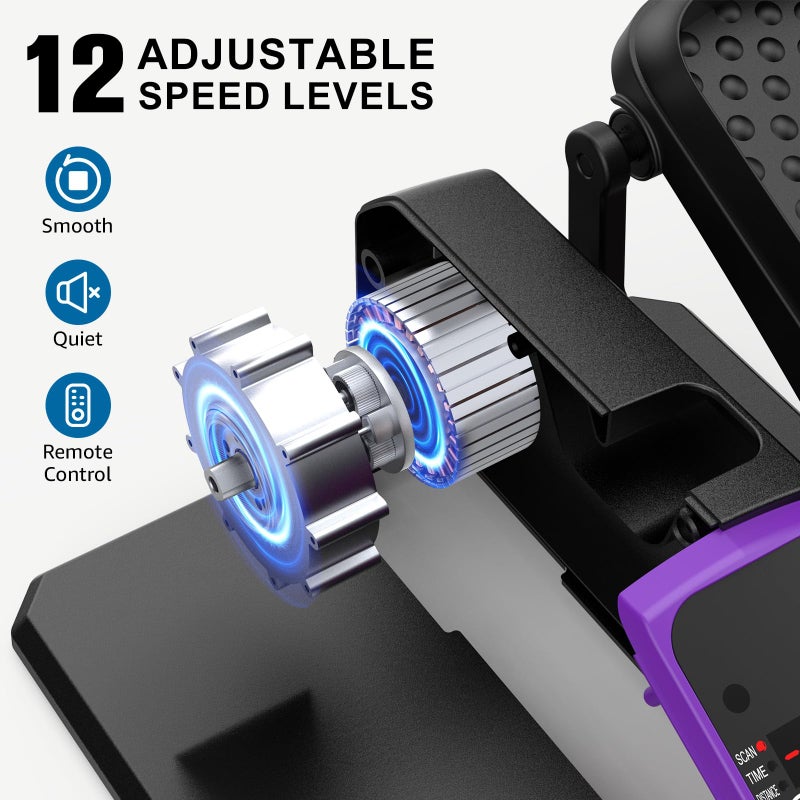 VIVURN-018 Under Desk Elliptical 12 Speed 5 Modes Mini Motorized Leg Exerciser While Sitting for Seniors As Seen on TV with Non-Slip Mat Quiet & Portable Electric Pedal Exerciser for Home and Office - Image 3