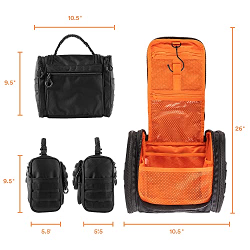 Fitdom Tactical Hanging Toiletry Bag Dopp Kit For Men & Women. Perfect For Travel & Storage for Cosmetic, Clipper, Toothbrush, Shower, Shaving & Grooming Care. Best Overnight Toiletries Organizer Case - Image 2