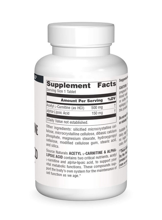 Source Naturals أسيتيل L كارنيتين وحمض ألفا ليبويك 650 ملغ 180 قرص - Image 4