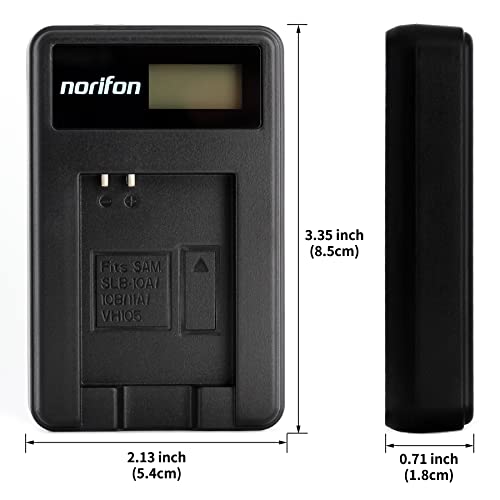 Norifon SLB-10A LCD USB Charger for Samsung P800, PL50, PL51, PL55, PL57, PL60, PL65, PL70, SL420, SL502, SL620, SL720, SL820, WB150, WB151, WB2100, WB500, WB690, WB700, WB710 Camera and More - Image 4