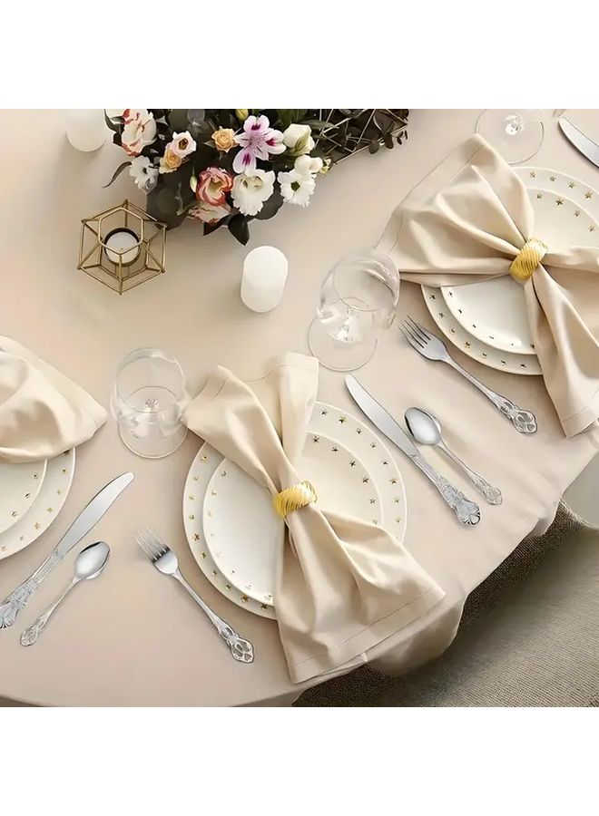 30 Piece Vintage Mirror Polished Stainless Steel Cutlery Set Dishwasher Safe Wedding Gift - Image 5