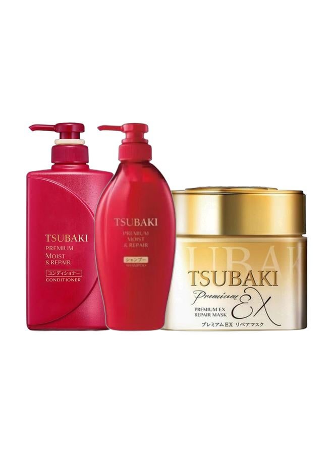 Tsubaki Fine Today Moist And Repair Shampoo 450mL & Premium Repair Mask 180g & Moist And Repair Conditioner 450ml Bundle - Image 1