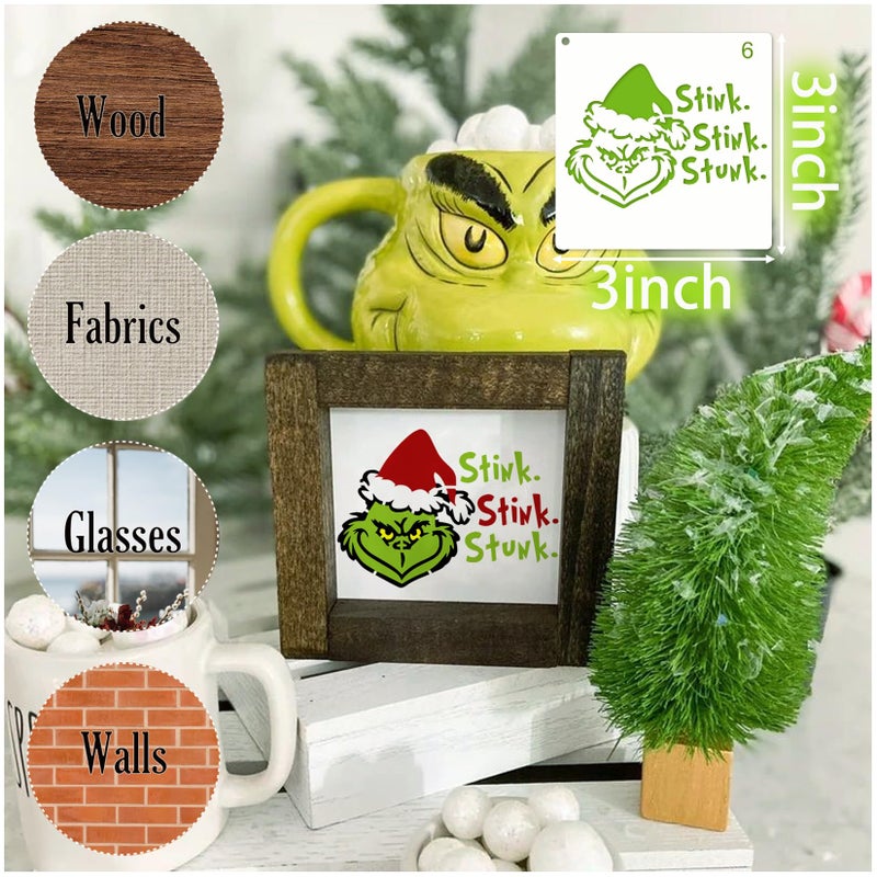 Yhliua Christmas Stencils for Painting on Wood Small, Christmas Ornament Stencils for Crafts Reusable Drawing Paint Stencils and Patterns for Ornament Card Wall Cookie Canvas (60 Christmas) - Image 4