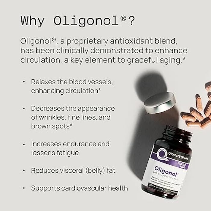 Quality of Life Oligonol Premium Anti Aging Supplement - Promotes Cardiovascular Health, Circulation & Youth, Includes Antioxidants - Lychee Fruit Extract - 30 Vegicaps - Image 4