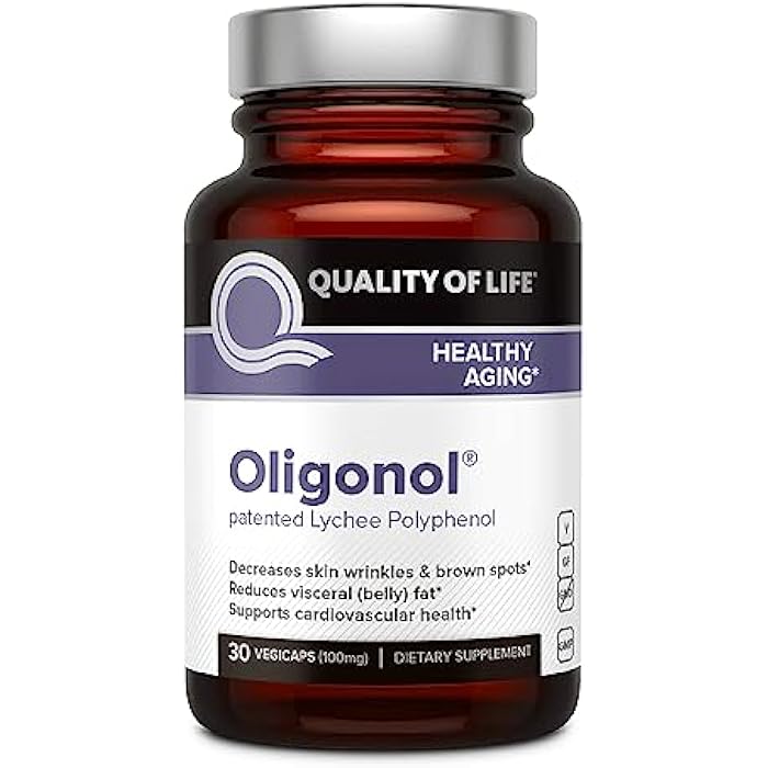 Quality of Life Oligonol Premium Anti Aging Supplement - Promotes Cardiovascular Health, Circulation & Youth, Includes Antioxidants - Lychee Fruit Extract - 30 Vegicaps - Image 1