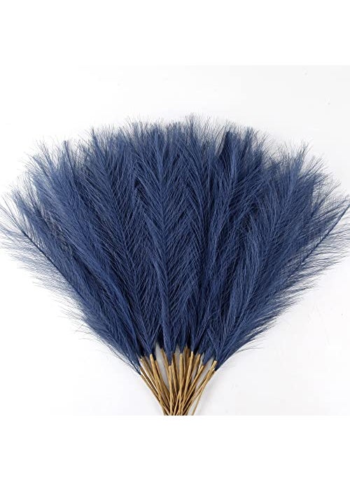 Acfruits Acfruits Navy Blue Pampas Grass Small 30 Pcs 17 Faux Pampas Grass Short Decor Pompas Grass Flower Arrangement and Vase Filler for Boho Home Wedding Decoration 