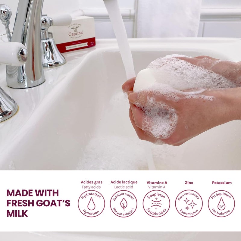 Caprina by Canus Caprina Fresh Goatâ€™s Milk Bar Soap ORIGINAL (6-Pack) 3.2 oz (90g) each, Classic Clean Scent, Gentle Daily Cleanser, Softening Biodegradable Formula - Image 2