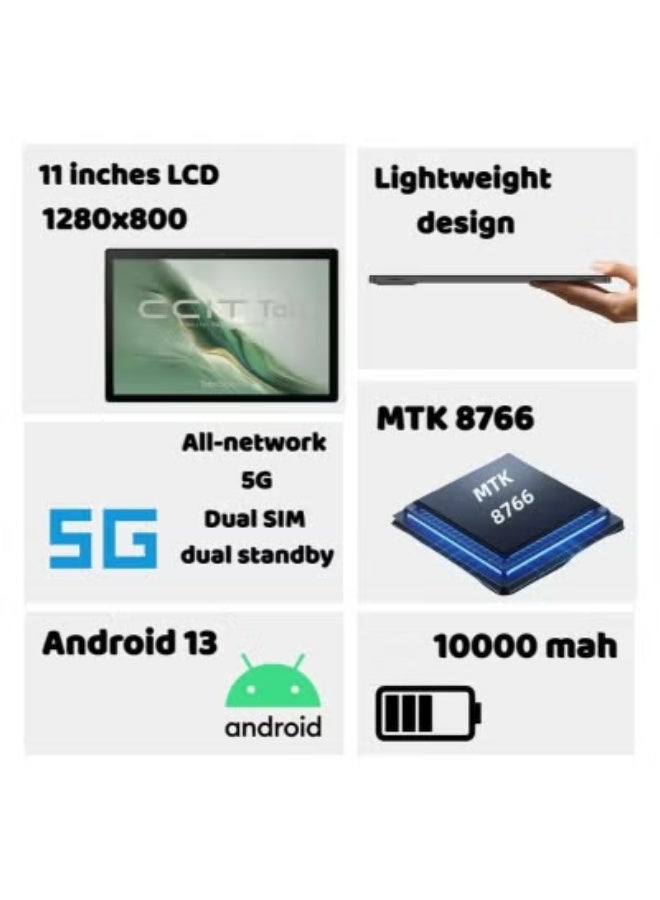 CCIT Tab 13 Pro 10.1-Inch Android Tablet – Powerful Octa-Core Processor for Smooth Multitasking | 8GB RAM + 256GB Storage | Dual SIM 4G LTE & Wi-Fi Connectivity | 8000mAh Battery | Wireless Keyboard & Mouse | Elegant Blue Finish | Ideal for Work, Study & Play - Image 3