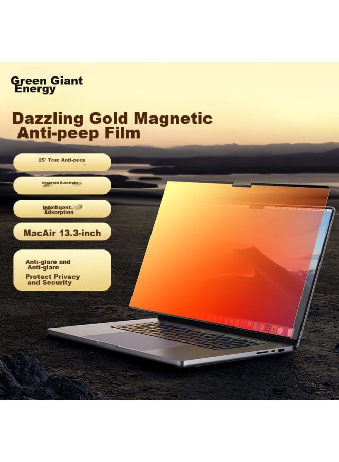 Llano Privacy Screen Protector For Apple Laptops, Gold Anti-glare Film For Macbook Pro/air, 13.3-inch Screen Magnetic Anti-peeping Film, Privacy Protection Film A2338 - Image 1