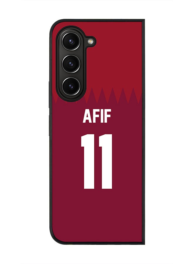 Stylizedd Rugged Black edge case for Samsung Galaxy Z Fold5, Slim fit Soft Case Flexible Rubber Edges Anti Drop TPU Gel Thin Cover -  Football Team - Qatar, Player Name - Afif - Image 1