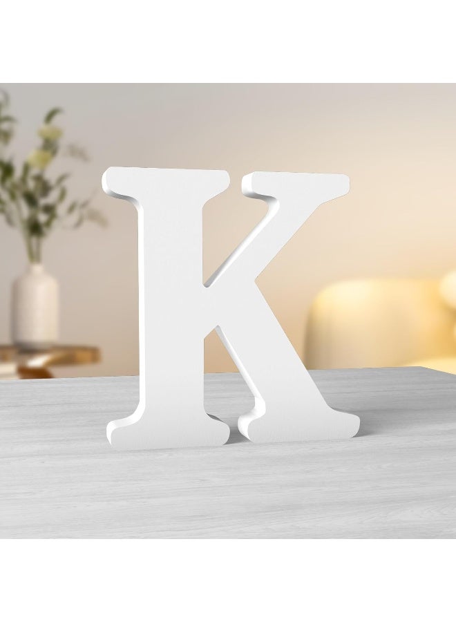TPGP 6 Inch White Wood Letters for Standing Wall Decor, Craft Projects and Home Party Decoration (K) - Image 1