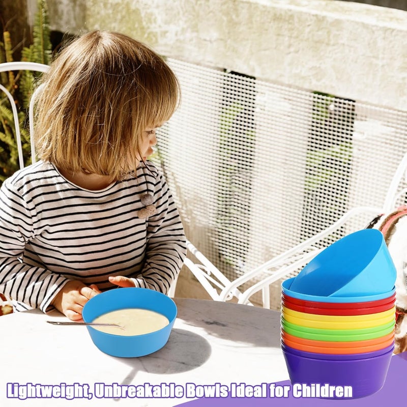 Ysglory 24 Packs Kid Plastic Bowls 10 oz Reusable Cereal Snack Bowls Microwave Dishwasher Safe Colorful Salad Dessert Soup Bowl Set 6 Colors - Image 5
