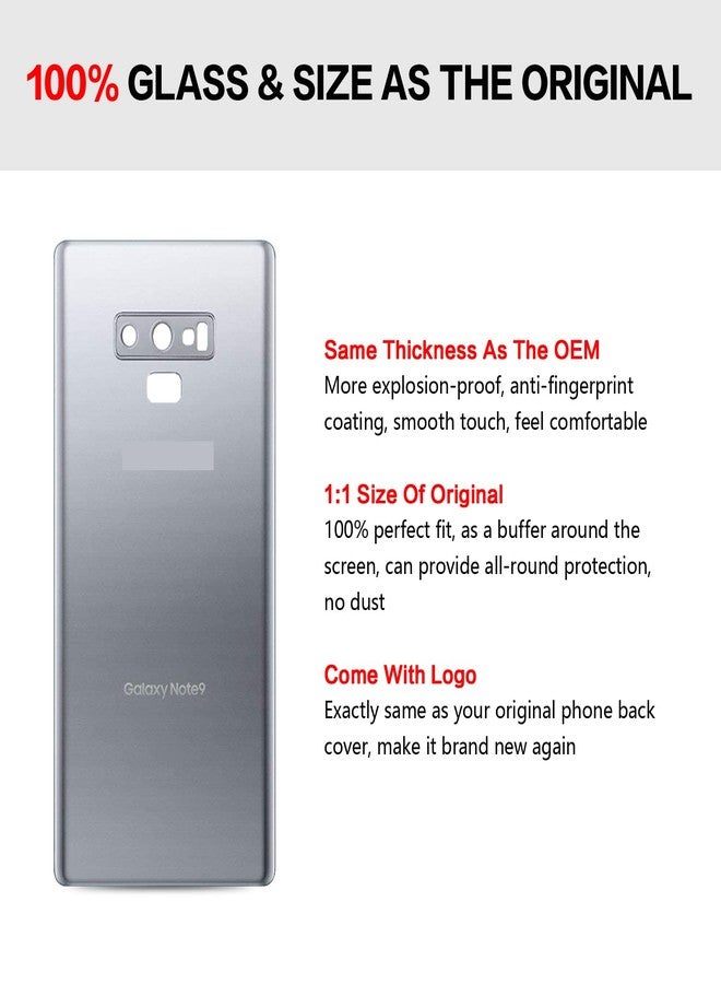 UooFide Compatible for Samsung Galaxy Note 9 Replacement Back Cover Glass 6.4-Inches SM-N960 All Carriers with Installation Manual + Repair Tool Kit (Cloud Silver) - Image 2