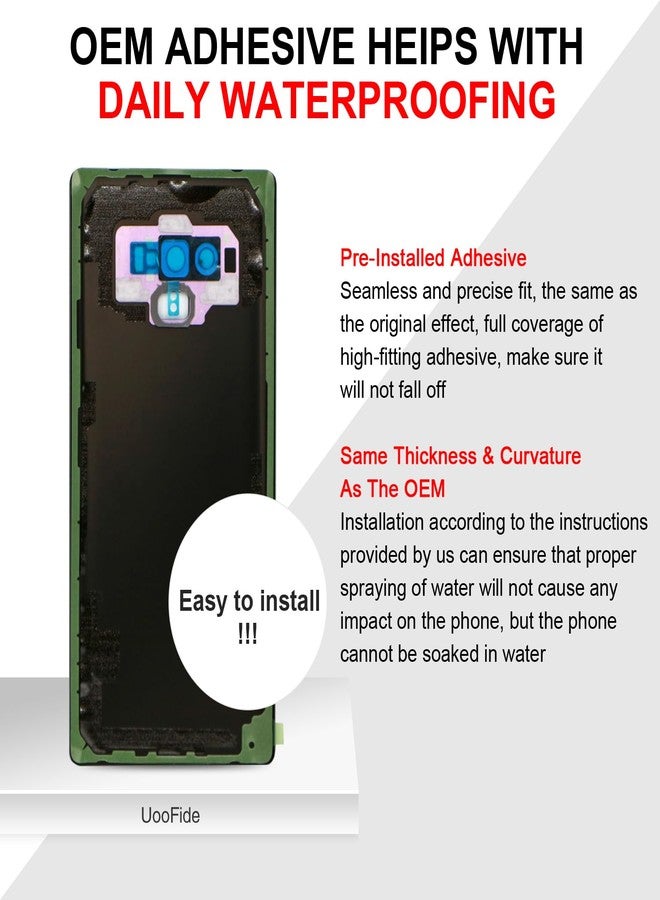 UooFide Compatible for Samsung Galaxy Note 9 Replacement Back Cover Glass 6.4-Inches SM-N960 All Carriers with Installation Manual + Repair Tool Kit (Cloud Silver) - Image 3