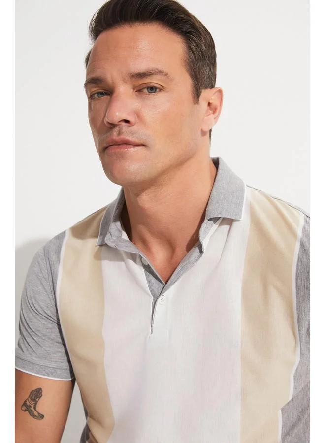 JUNE June Exclusive Men Slim Fit Polo Neck Short Sleeve T-shirt Grey