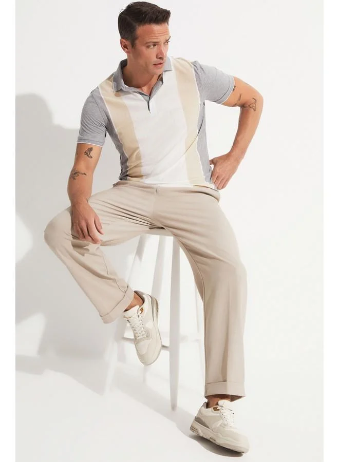 JUNE June Exclusive Men Slim Fit Polo Neck Short Sleeve T-shirt Grey