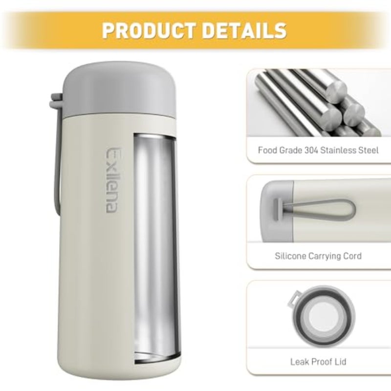 8 oz Water Bottles Made of 304 Stainless Steel, Small Water Bottles Double Wall Vacuum Insulation for HotandCold Drinks, Water Bottle Purse with Carry Handle - 100% Leakproof - Image 3