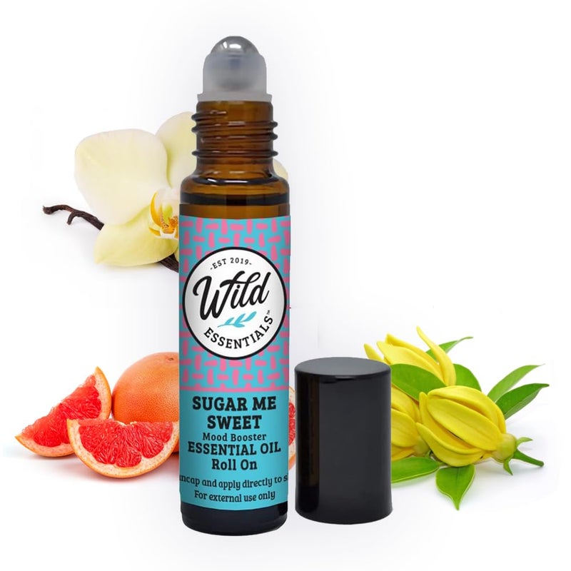 mEssentials Wild Essentials Sugar Me Sweet Essential Oil Roll On 10ml Uplifting Mood Boosting Sweet Cotton Candy Aroma Made with Organic Jojoba Oil Ready to Use Moisturizer All Natural 