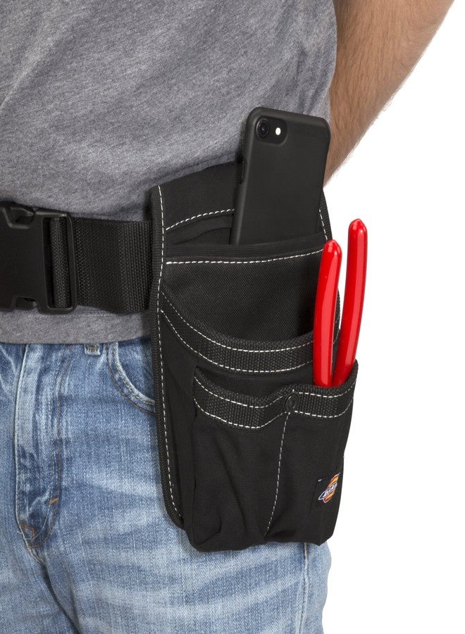 Dickies Storage Pouch for Tool and Work Belts, 4 Pockets, Cushioned Slip Pocket, Durable Canvas, Snap-Back Compatible with 3-inch Belts, Black - Image 4