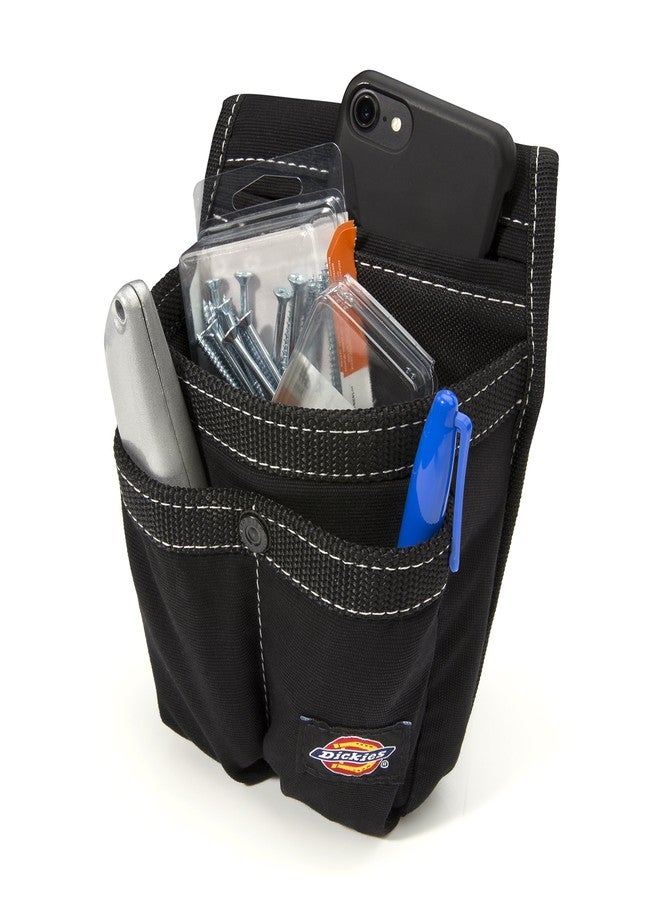 Dickies Storage Pouch for Tool and Work Belts, 4 Pockets, Cushioned Slip Pocket, Durable Canvas, Snap-Back Compatible with 3-inch Belts, Black - Image 2