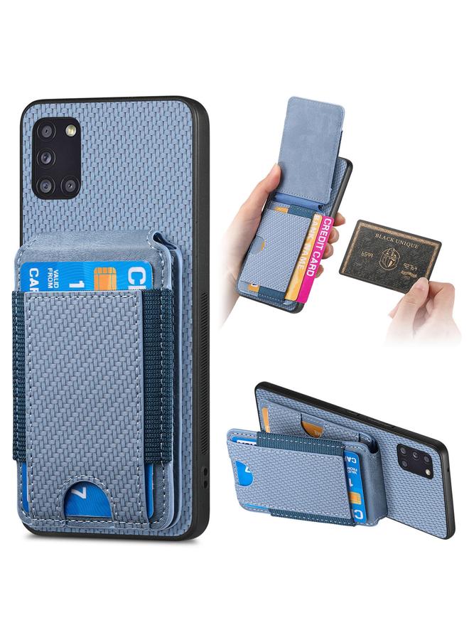 اس-توب جراب لهاتف Samsung Galaxy A31 من ألياف الكربون مع حامل محفظة عمودي قابل للطي - Image 1
