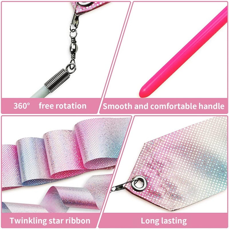 HASTHIP ® 2-Pack Sports Ribbons with Sticks, Dance Belts with Bar Kids 2m, Rhythmic Gymnastics Belts, Dance Gymnastics Belts, Dance Belts, Rainbow Swing Belts, Spin Belts, Kids Gymnastics Belts - Image 4