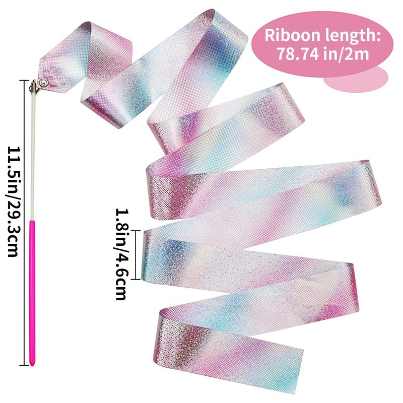 HASTHIP ® 2-Pack Sports Ribbons with Sticks, Dance Belts with Bar Kids 2m, Rhythmic Gymnastics Belts, Dance Gymnastics Belts, Dance Belts, Rainbow Swing Belts, Spin Belts, Kids Gymnastics Belts - Image 3
