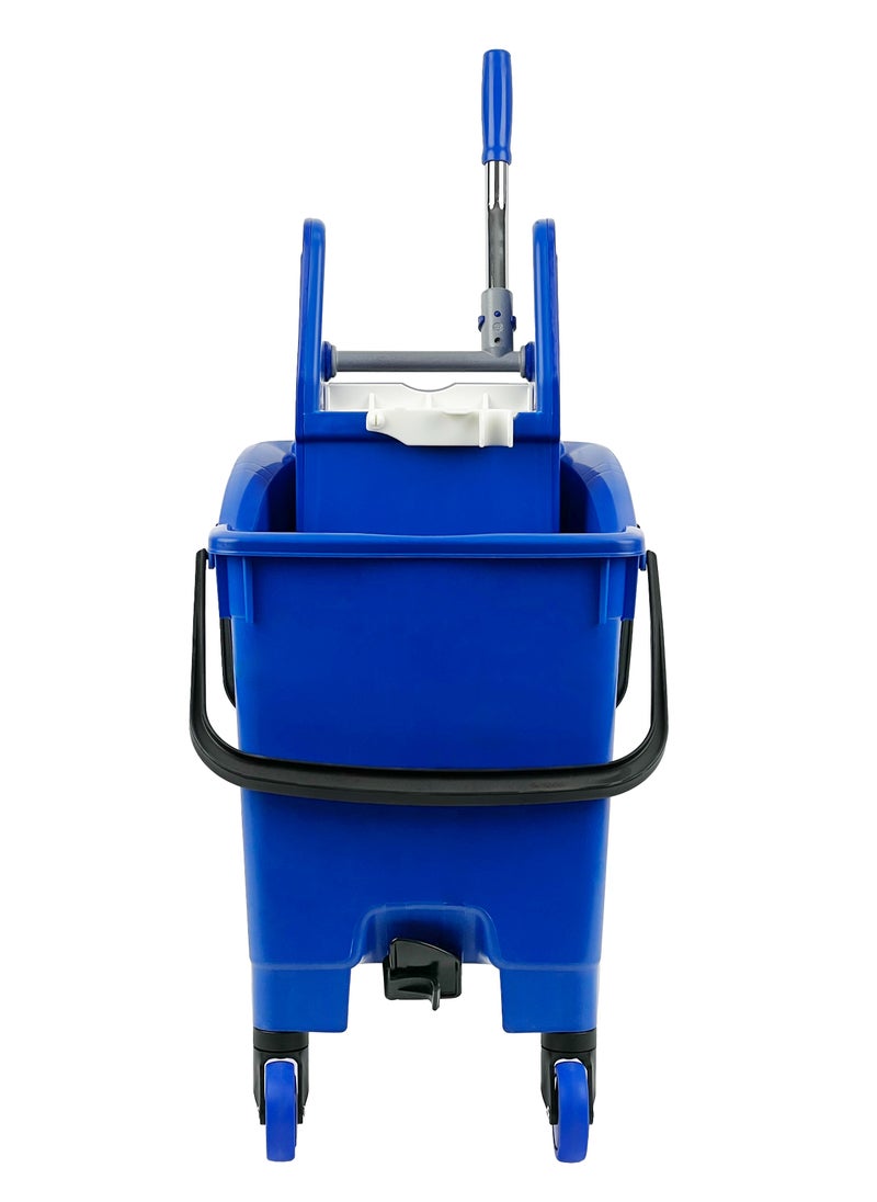 FILMOP - Professional Twin-Bucket Mop Trolley | Italian Manufactured | 360-Degree Rotating Swivel Wheels | Suitable For Hospitality Settings, Commercial Use, & Professional Use | 16 x 14 Liters | Blue - Image 1