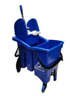 FILMOP Professional Twin-Bucket Mop Trolley | Italian Manufactured | 360-Degree Rotating Swivel Wheels | Suitable For Hospitality Settings, Commercial Use, & Professional Use | 16 x 14 Liters | Blue 