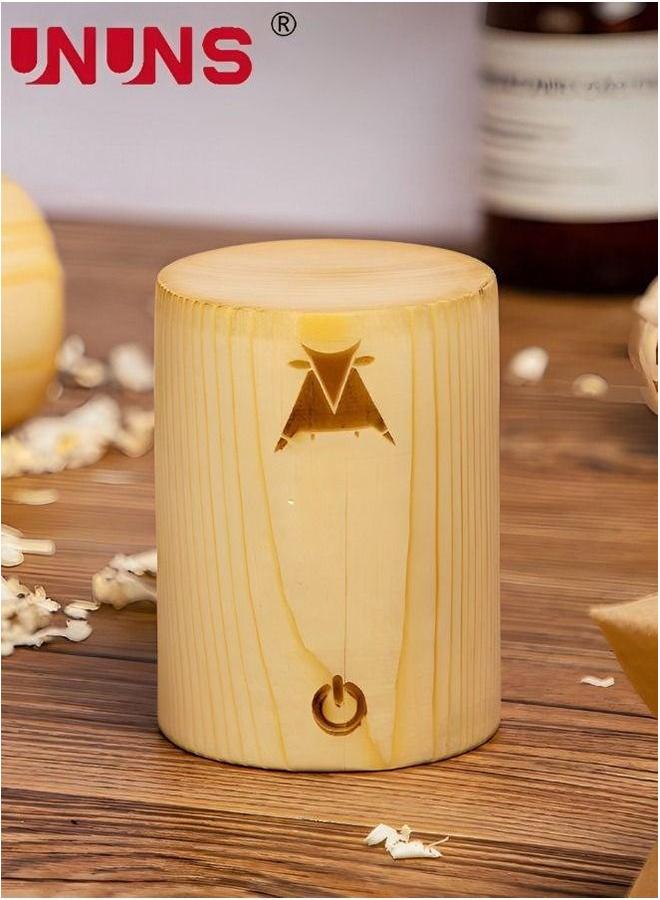 UNUNS Cylindrical Wood Night Light,Small LED Lamp With Memory Function,Rechargeable For Kids - Image 4