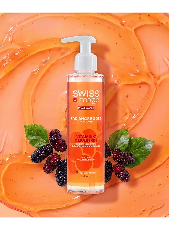 Swiss Image Pure Balance Radiance Boost Face Wash 200 ml | Vitamin C, Mulberry, Glycerin & Alpine Glacier Water | Brightening, Whitening, Glow & Dark Spot Care | Dull & Uneven Skin | For Men & Women - Image 3