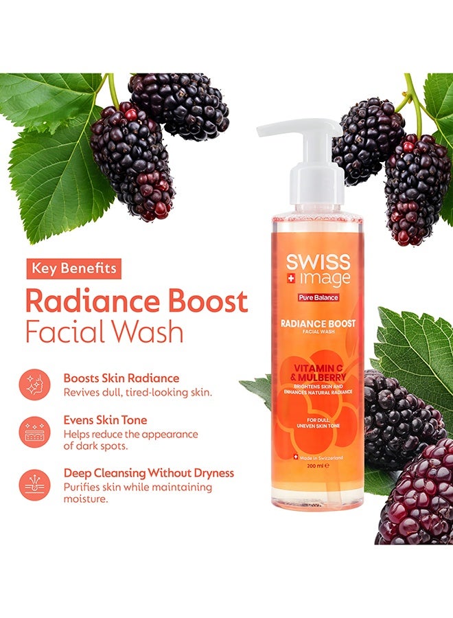 Swiss Image Pure Balance Radiance Boost Face Wash 200 ml | Vitamin C, Mulberry, Glycerin & Alpine Glacier Water | Brightening, Whitening, Glow & Dark Spot Care | Dull & Uneven Skin | For Men & Women - Image 5