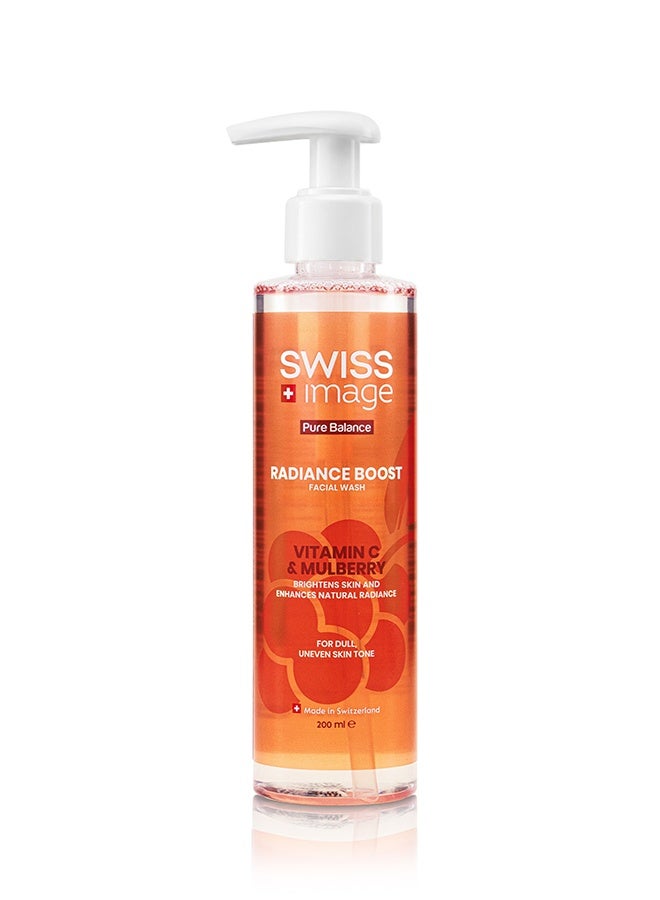 Swiss Image Pure Balance Radiance Boost Face Wash 200 ml | Vitamin C, Mulberry, Glycerin & Alpine Glacier Water | Brightening, Whitening, Glow & Dark Spot Care | Dull & Uneven Skin | For Men & Women - Image 1