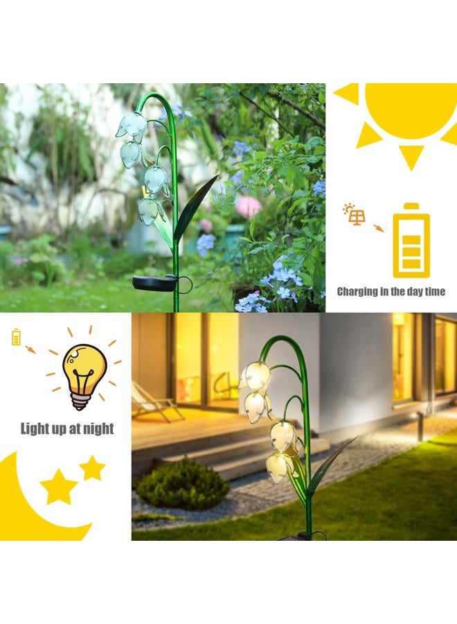 VCUTEKA Solar Garden Decor Stake Outdoor Light Glass Flower Stake for Yard Lawn Decor Backyard Decorations - Image 3