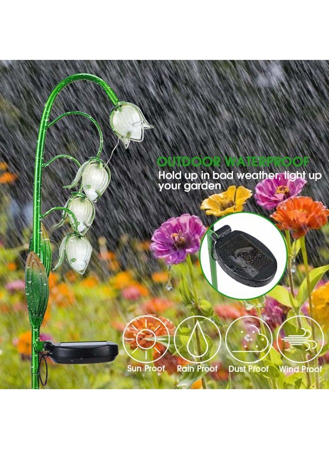 VCUTEKA Solar Garden Decor Stake Outdoor Light Glass Flower Stake for Yard Lawn Decor Backyard Decorations - Image 2