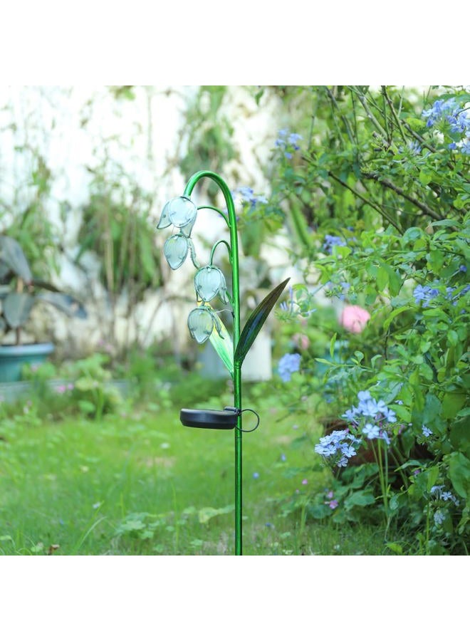 VCUTEKA Solar Garden Decor Stake Outdoor Light Glass Flower Stake for Yard Lawn Decor Backyard Decorations - Image 5