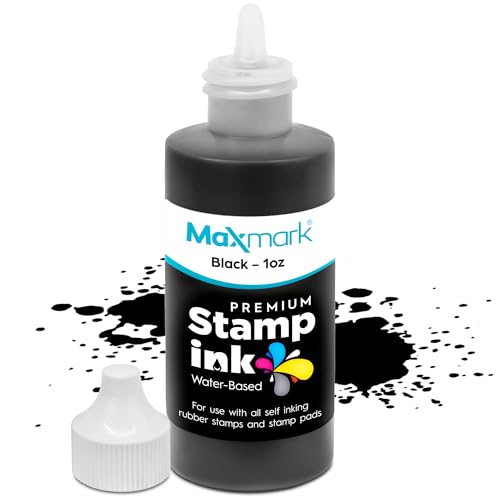 MaxMark Premium Refill Ink with Control Tip Bottle for Self-Inking Stamps, Light Blue Color - 2 oz. - Image 1