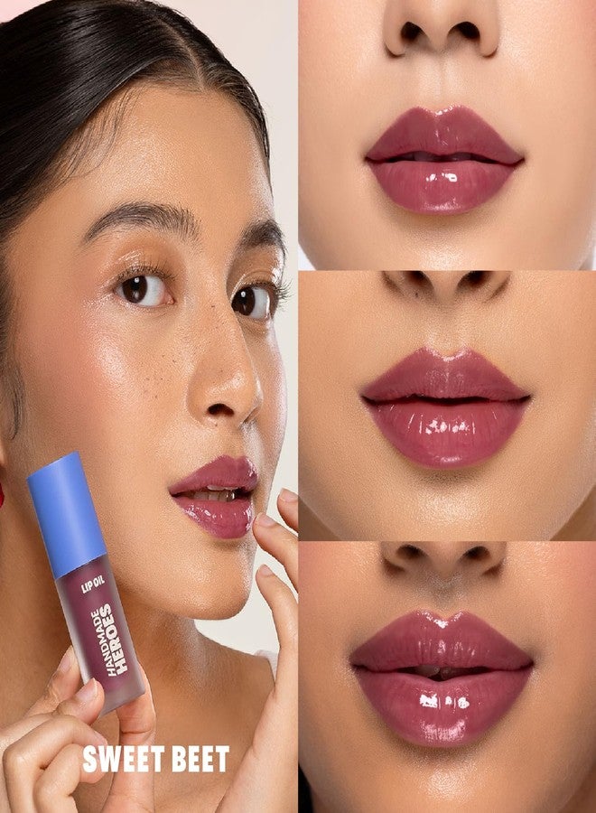 Handmade Heroes 100% Natural Vegan Lip Oil with Squalane Non-Sticky Lip Gloss Moisturizing, Shiny, Nourishing Korean Lip Gloss - Sweet Beet - Image 2